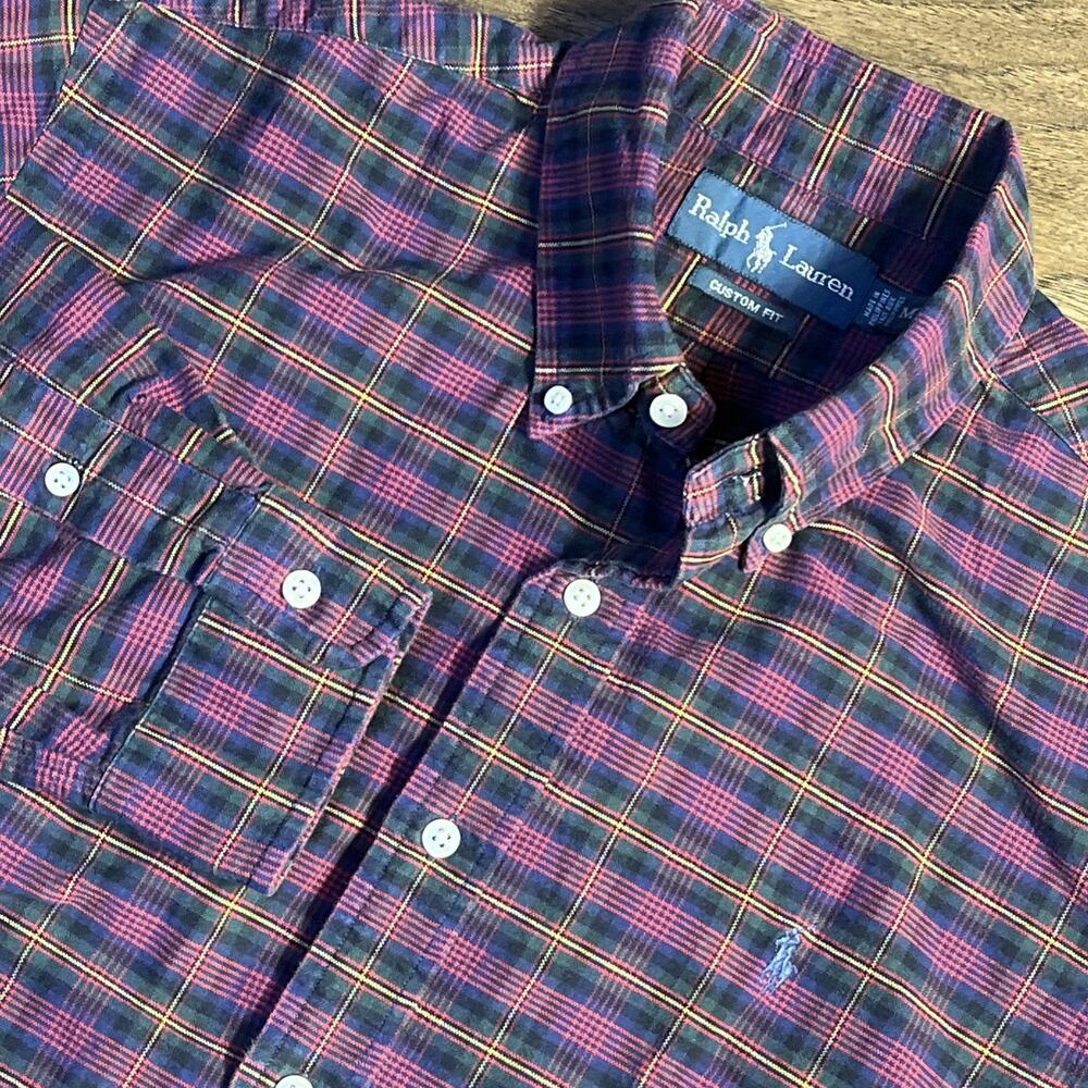 Polo Ralph Lauren Long Sleeve Plaid Oxford Button Down Pink/Blue/Green Men’s Med